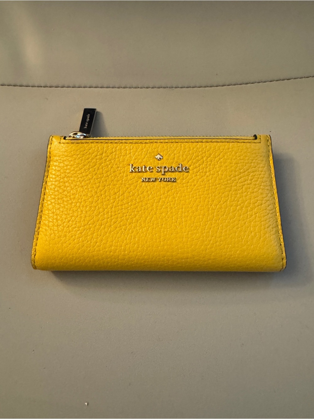 kate spade New York Yellow Pebbled Leather Zip Card Wallet